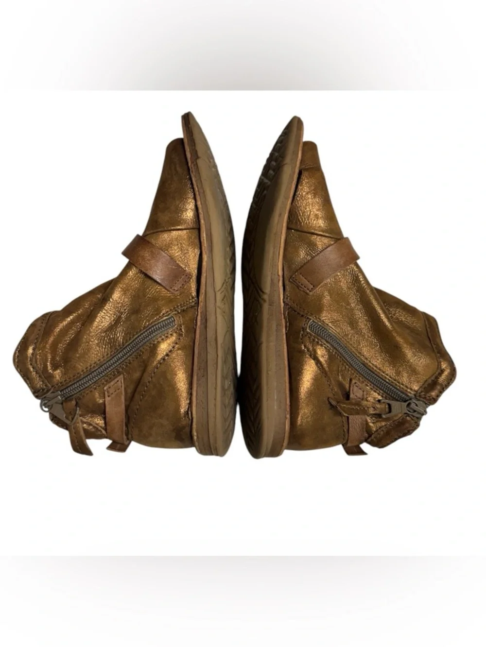 Miz Mooz Tan/Bronze Leather Gladiator Ankle Boots Size 7